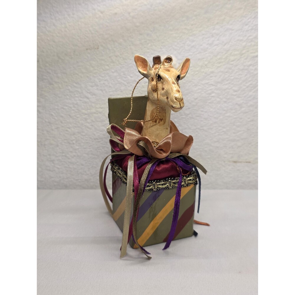 Vintage Katherines Collection Handcrafted Wooden Giraffe Trinket ornament Xmas